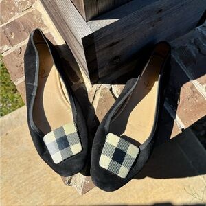 Yves Saint Laurent Black and Cream Plaid Flats size 8.5
